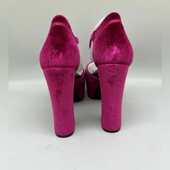 Jeffrey Campbell Low Down Platform Fuchsia Velvet - Picture 4 of 15